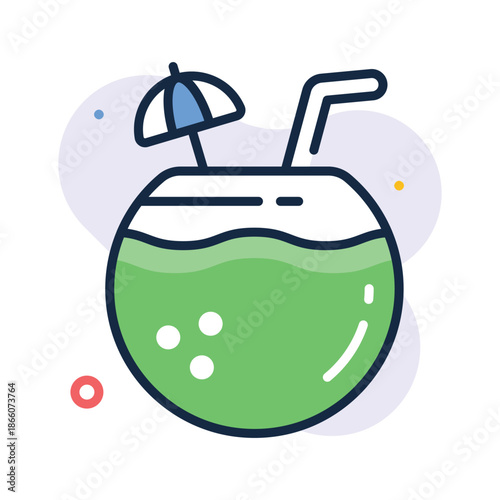 Grab this flat outline icon of coconut drink beverage, ready to use vector