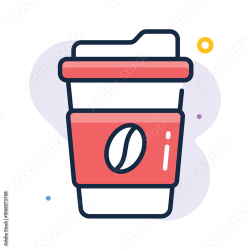 Get this flat outline icon of takeaway coffee cup, hot drink vector design