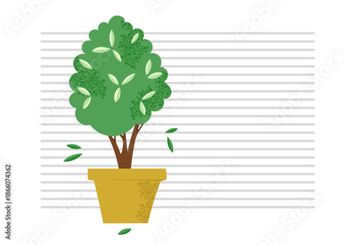 Minimalist plant growth concept on notepad line background. Modern  design for business, ecology presentation, blog banner and page.