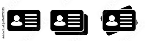 ID Card Icons Set, Employee Badge, Driver License and Staff Identification Symbols