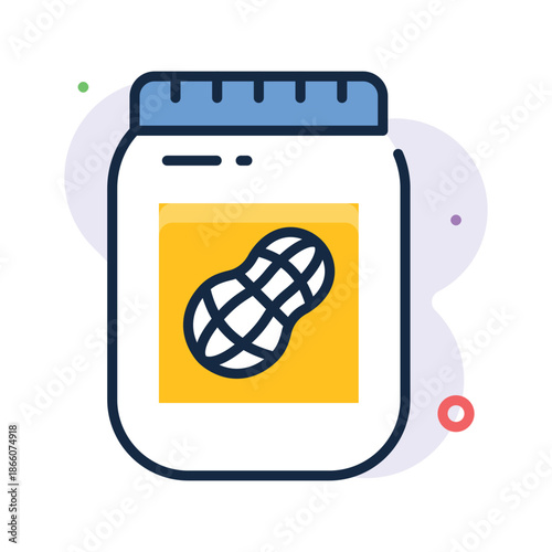 Modern flat outline icon of peanut butter spread, editable vector