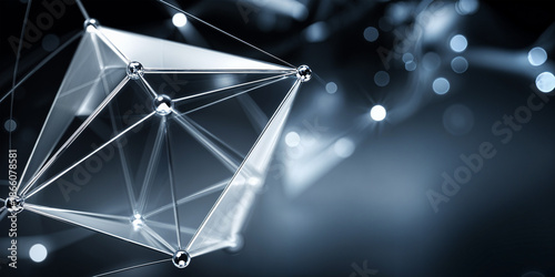 Abstract Network Connection Technology Background with Glowing Nodes, Lines Forming Geometric Structure, Digital Concept.