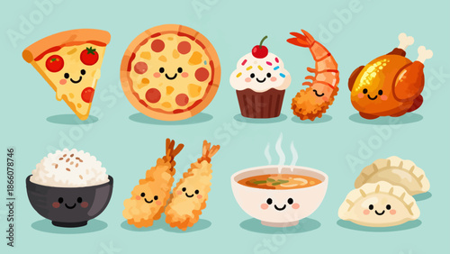Cute cartoon food characters