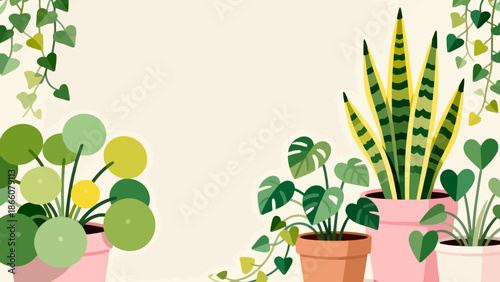 Potted plants in colorful pots
