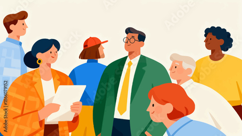 diverse group of people in colorful clothing