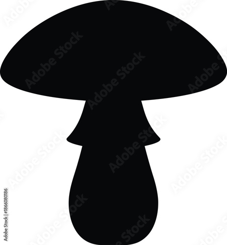 Black and white mushroom silhouette illustration vector set white background