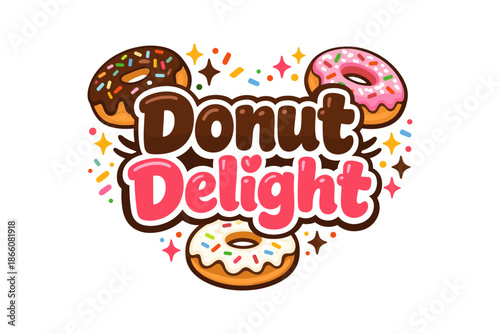 Sweet donut delight with colorful sprinkles and playful typography