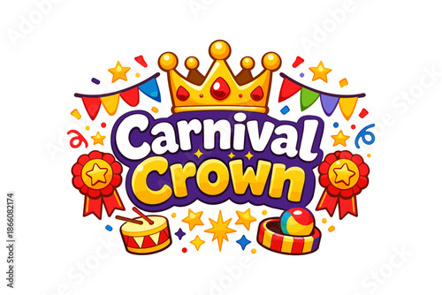 Colorful carnival crown with festive elements and celebration symbols