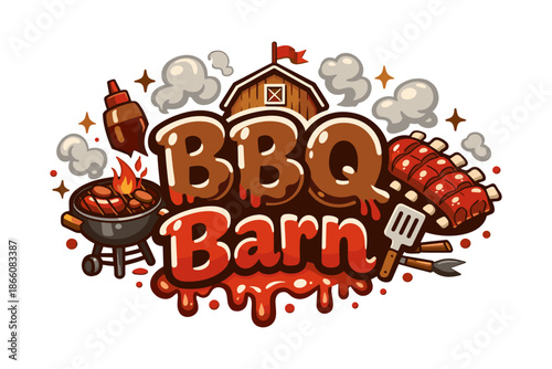 Rustic smokehouse barbecue barn with grilled meats and smoky flavors