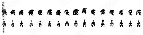 Spartan helmet icon vector set. Spartan Illustration sign collection. Medieval helmet symbol or logo.