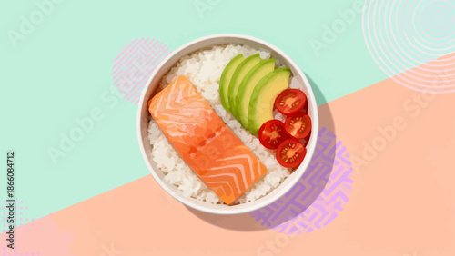Salmon avocado and tomato bowl