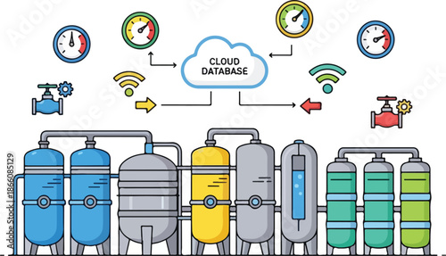 Industrial Water Treatment Plant with Cloud Database Monitoring System.