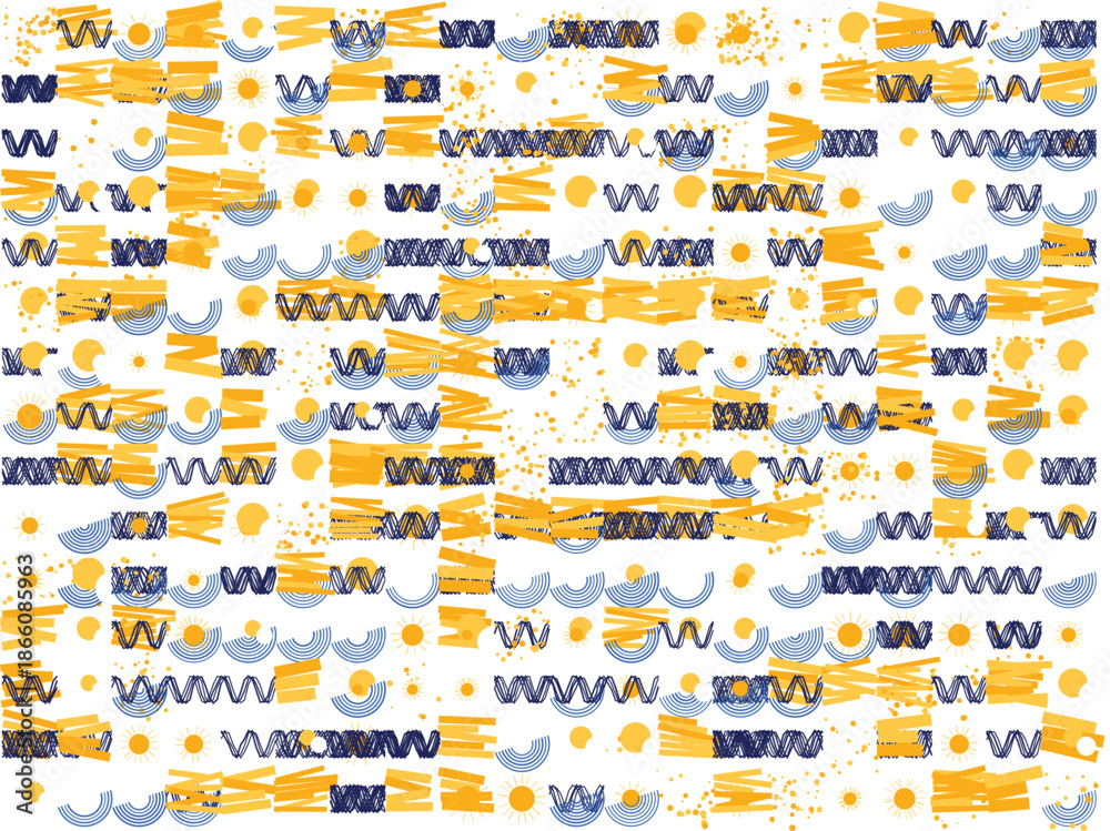 Fototapeta premium Vibrant wavy lines and dots pattern