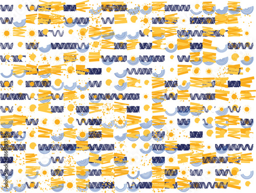 Vibrant geometric patterns in blue and yellow