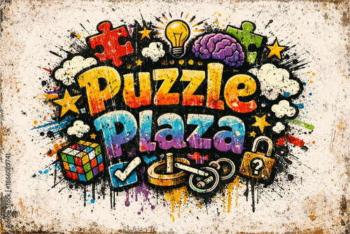 Colorful puzzle extravaganza with brain teasers and problem solving elements