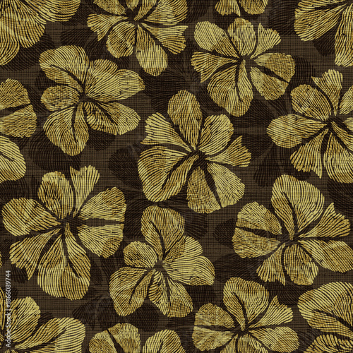 Abstract Textured Floral Seamless Pattern 