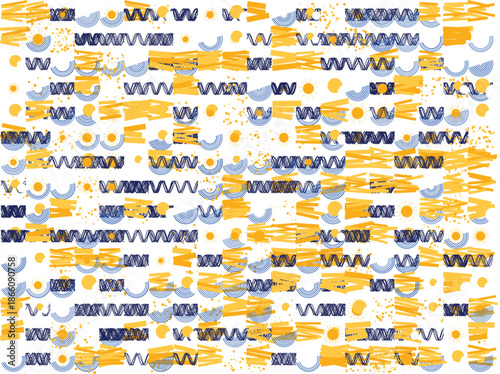 Vibrant wavy lines and dots pattern