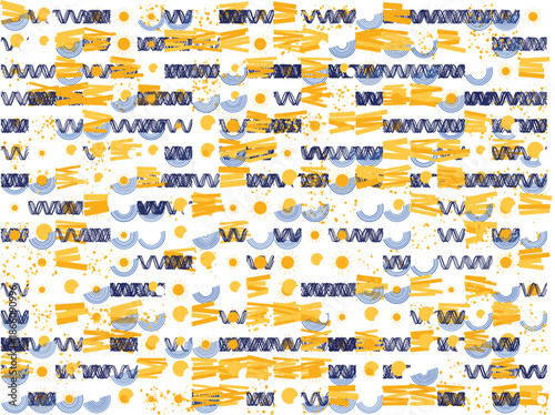 Vibrant geometric patterns with intersecting waves and dots