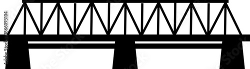 Bridge icon with arch suspension truss viaduct structures in flat style, transportation infrastructure outline illustration for city map UI design