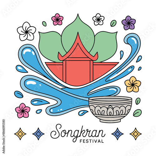 Modern Songkran Festival Vector Design.