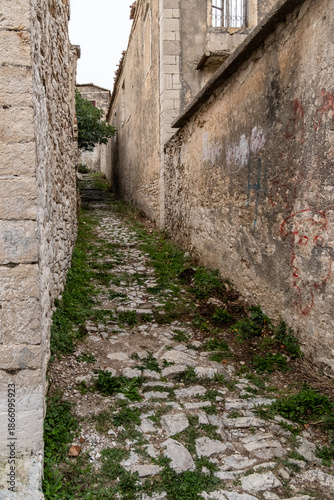 Wallpaper Mural Enge verwitterte Gasse mit Steinpflaster im alten Qeparo, Qeparo, Qark Vlora, Albanien Torontodigital.ca