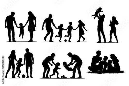 Family silhouettes: bonding moments in playful activities and relaxation