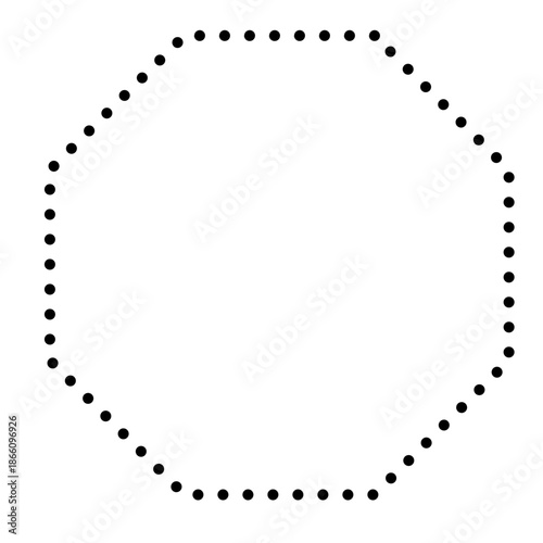 Dotted octagon with even sides, great for stop signs, game tiles, or structured geometric design in educational visuals.