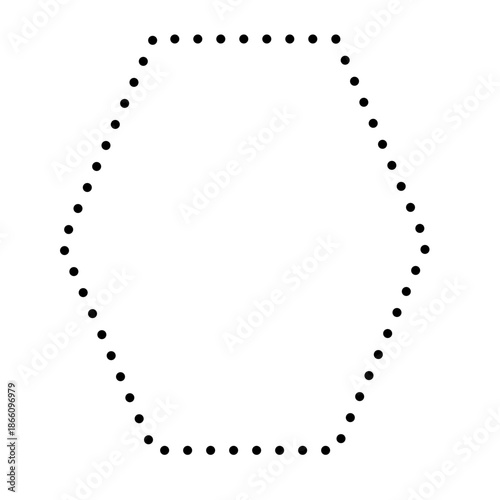 Dashed hexagon with crisp edges, ideal for game tiles, patterns, or structured geometric design in digital layouts.