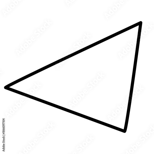 Photography Solid scalene triangle with uneven sides, perfect for educational diagrams, directional arrows, or dynamic design visuals