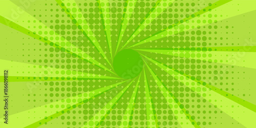 Abstract green background with hypnotic wavy lines pattern. Fresh and natural background