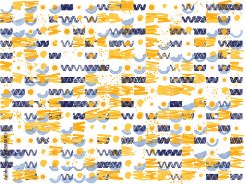 Vibrant abstract pattern with wavy lines and dots