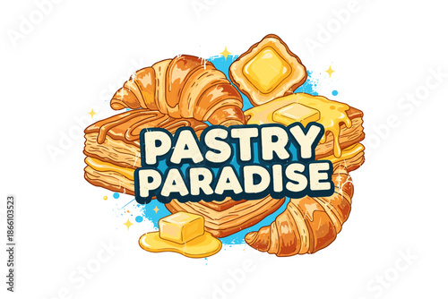 Delicious pastry heaven: croissants, pancakes, and butter delight