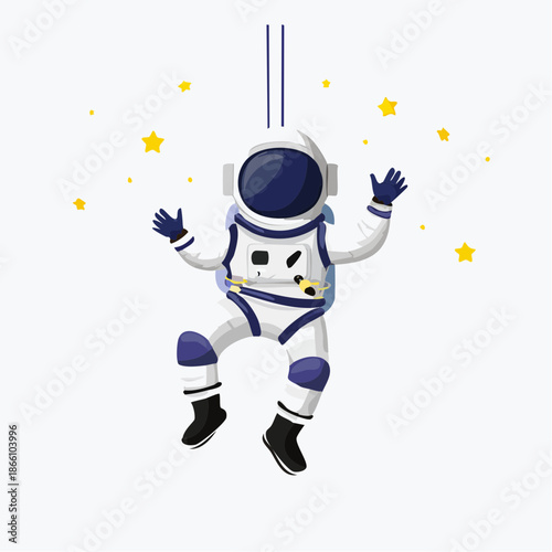 Astronaute en apesanteur dans l’espace avec étoiles