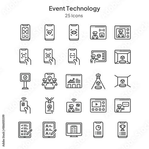event technology icons collection