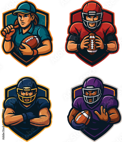 American Football Player Mascot Logo Collection