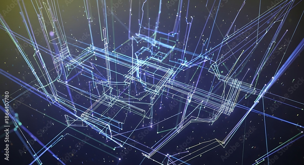 Obraz premium Abstract digital network structure with lines and nodes on a dark background