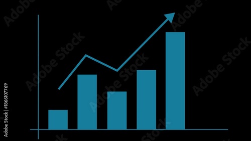 Corporate Business Growth Animated Bar Chart with a Rising Trendline for Positive Financial Forecast
