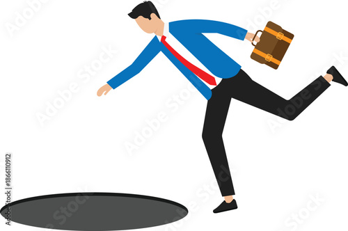 Problem or risk from crisis or recession, danger or business accident trouble, loss or pitfall concept
