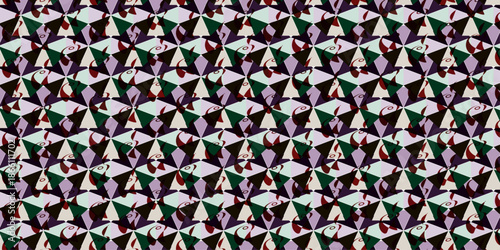 Abstract Geometric Fish And Triangle Seamless Pattern