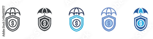 Financial Protection icon set multiple style collection