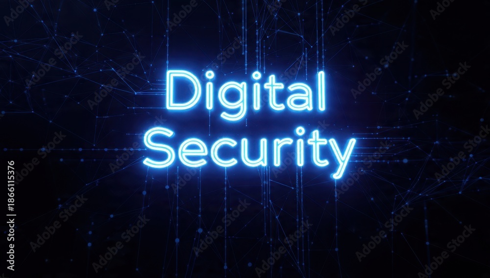 Obraz premium Digital Security Neon Glow on Dark Background