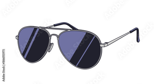 Stylish Aviator Sunglasses with Blue Tinted Lenses and Metal Frame.