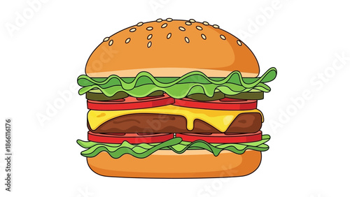 Delicious double cheeseburger with melted cheese and fresh lettuce