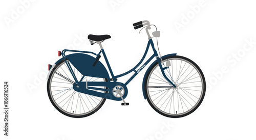 Classic Blue Bicycle with Fenders and Upright Handlebars for Urban Commuting.