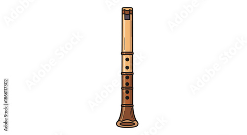 Hand-drawn illustration of a traditional wooden Suona wind instrument.