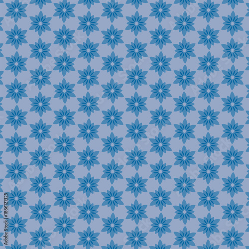  Dark Blue Light Blue Abstract Floral Seamless Pattern Design