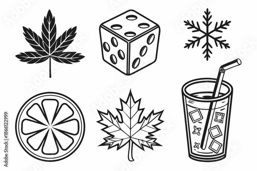 Assorted symbolic icons isolated on white background, Vector