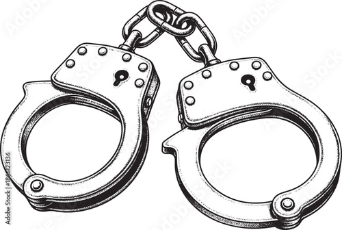 handcuffs with chain on transparent background