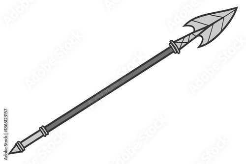 Ancient battle spear isolated on white background, Vector