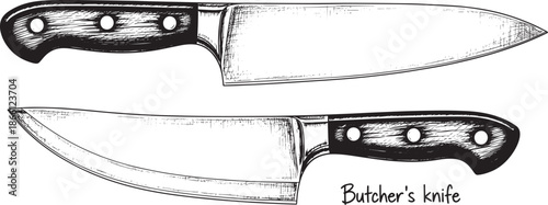 butcher knife illustrations in two angles side view
